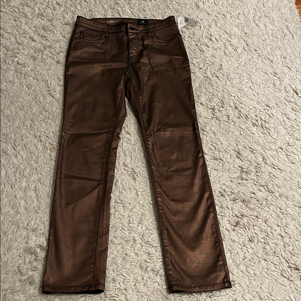 AG Adriano Goldschmied Brown Metallic Jeans